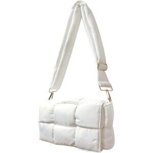 🔥 Naariian Crossbody Purse Women White Puffer Nylon Padded Woven Shoulder bag